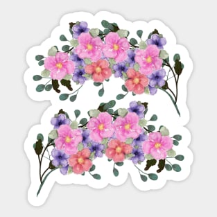 Watercolor Painted Flowers Stickers by Cherie(c)2021 Sticker